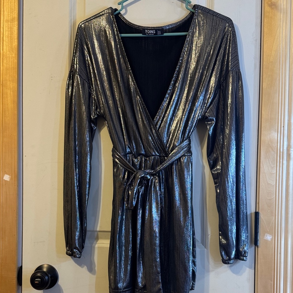 YOINS Metallic Long Sleeve Romper